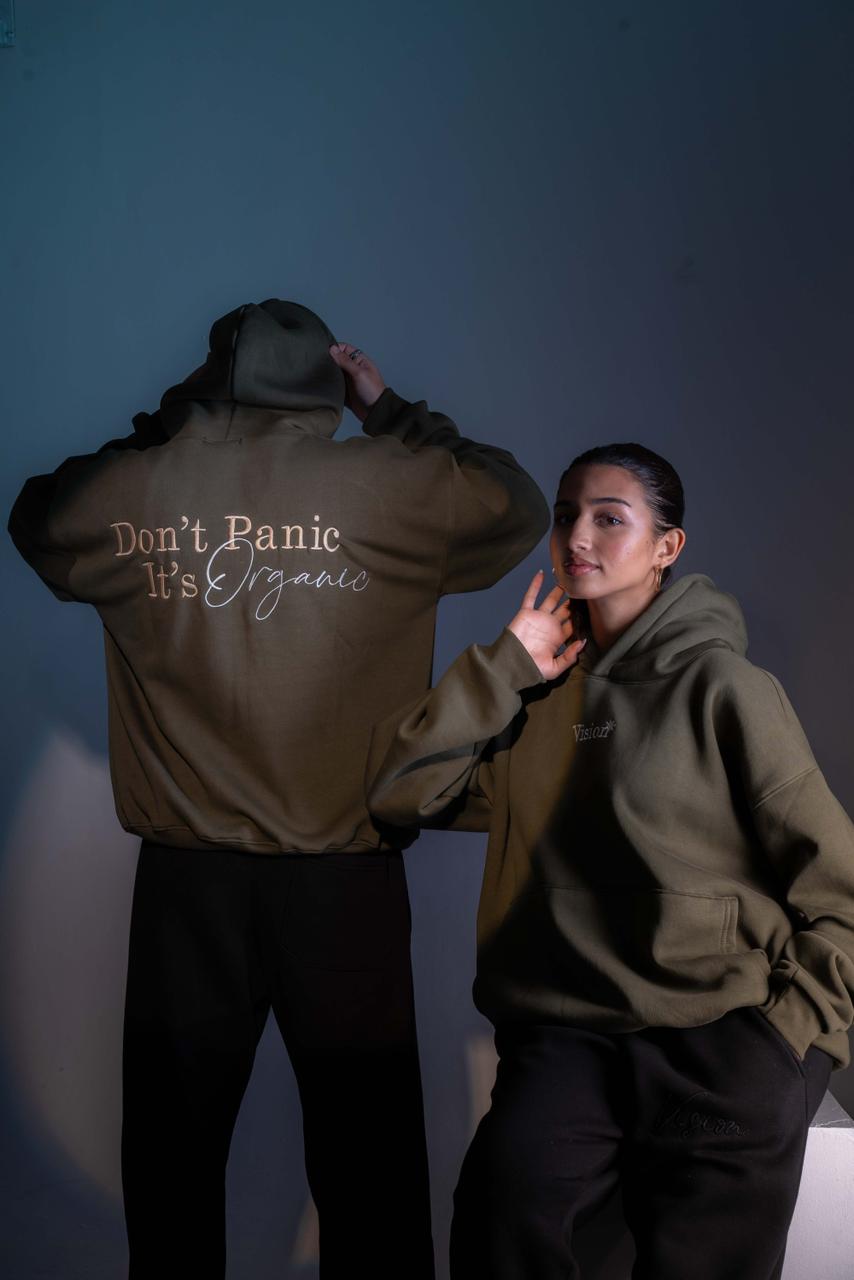 Olive Green "Don’t Panic It’s Organic" Hoodie